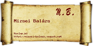 Mizsei Balázs névjegykártya
