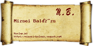 Mizsei Balázs névjegykártya